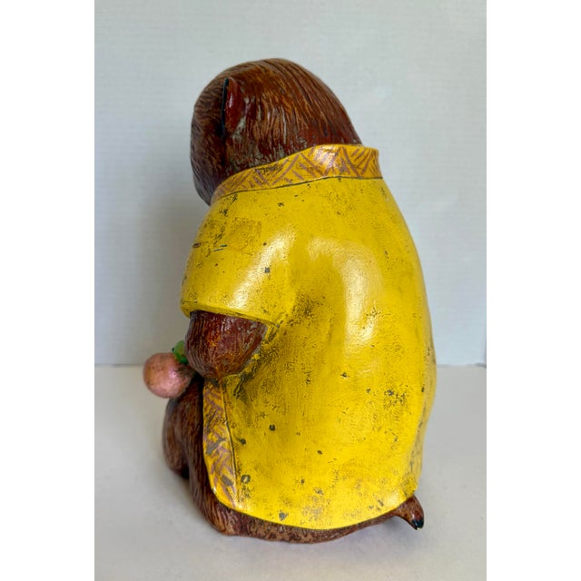 Vintage South American Folk Art Style Monkey Figure With Glass Eyes For Sale In Los Angeles - Image 6 of 12