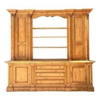 Vintage Monumental Rustic Pine Hutch For Sale
