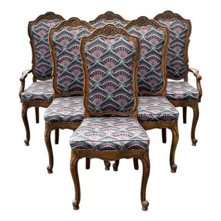 Mid 20th Century Solid Oak French Country Dining Chairs - Set of 6 For Sale