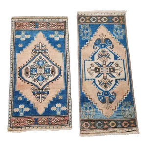 1970s Hand Knotted Small Turkish Rug - a Pair
