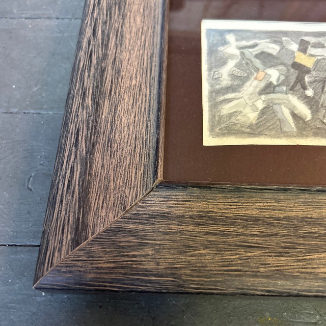 1950’s Original Abstract Expressionist Watercolor Painting/ Pencil Drawing For Sale - Image 4 of 5