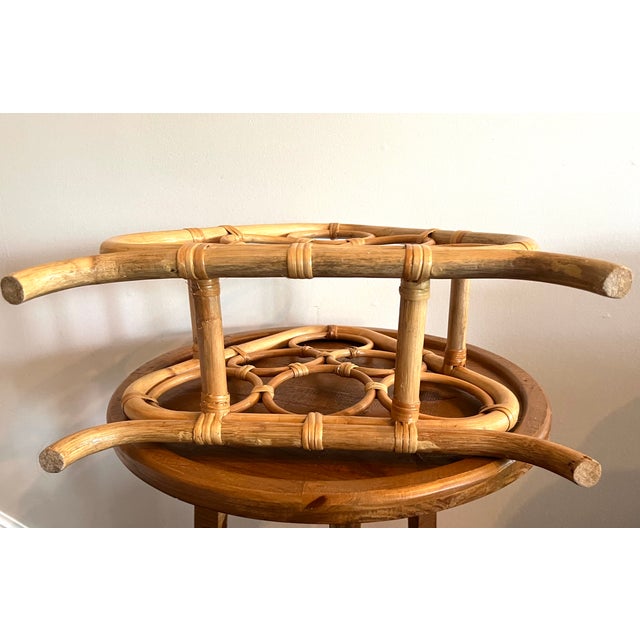 Vintage Boho Rattan Bamboo Wine Rack / Sculptural Tabletop Bottle Holder For Sale In New York - Image 6 of 7
