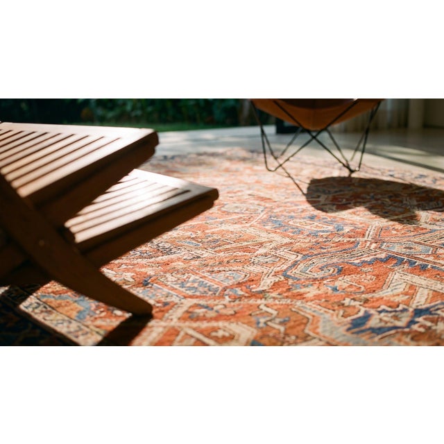 Rustic and Tribal Late 19th Century Antique Persian Heriz Serapi Rug For Sale - Image 13 of 15