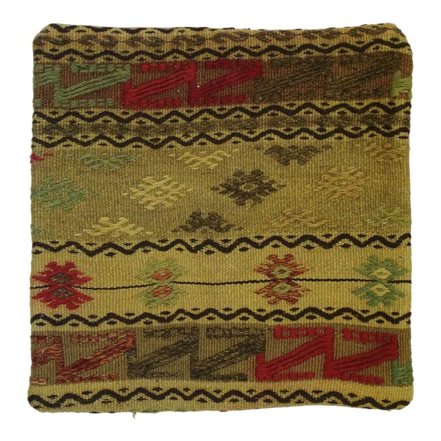 Vintage Turkish Kilim Rug Tribal Pillow Cover - 01'05 X 01'06. For Sale
