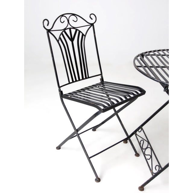 Vintage French Bistro Folding Patio Set For Sale - Image 4 of 18