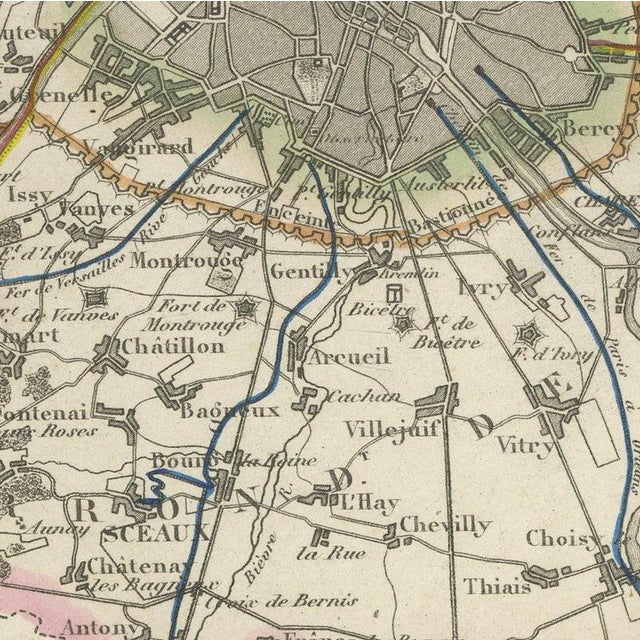 Antique Map of the Seine with Paris and Its Suburbs, 1860 For Sale - Image 4 of 12