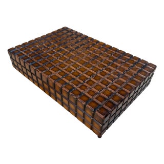 Vintage Geometric Wood Decorative Box For Sale