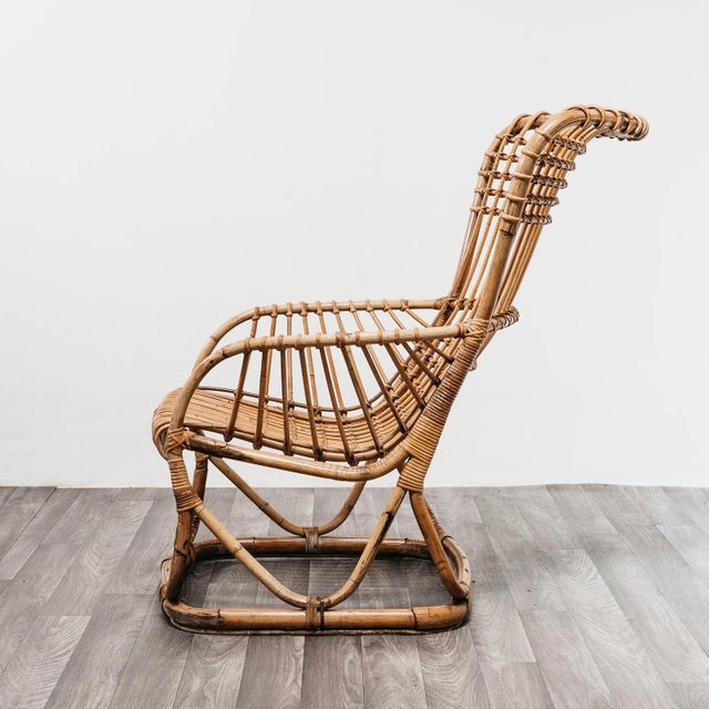 B4 Bonacina Armchairs in Rattan by Tito Agnoli for Vittorio Bonacina, 1950s, Set of 2 For Sale - Image 9 of 10