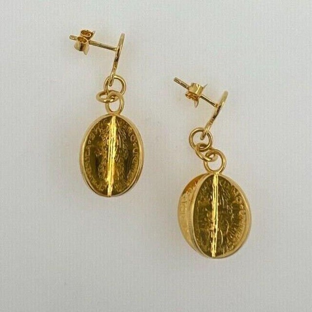 Contemporary Vintage Genuine Real Dollar Coin Yellow Gold Vermeil Sterling Silver Charm Drop, A Pair For Sale - Image 3 of 10