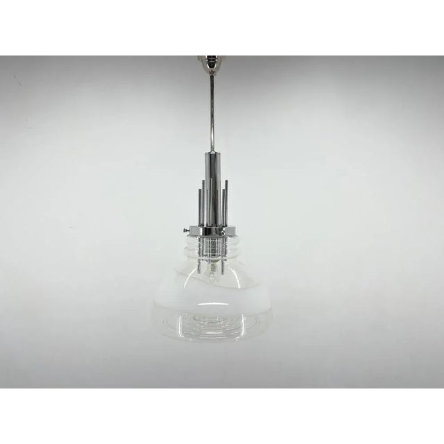 Silver Murano Glass and Chrome Pendant by Mazzega, Italy, 1960s For Sale - Image 8 of 14