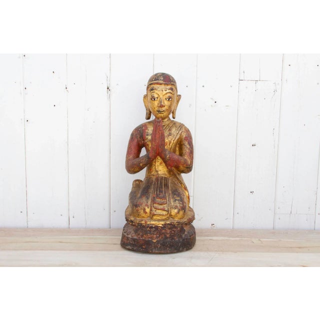 Burmese Sariputra Gilded Monk For Sale - Image 9 of 9
