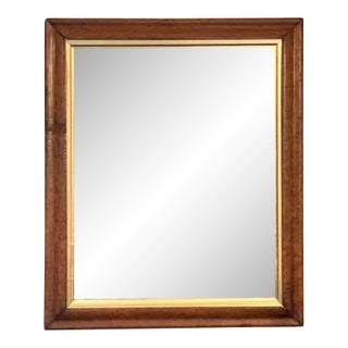 English Rectangular Mirror With Maple and Giltwood Frame (H 18 5/8 X W 15 1/2) For Sale