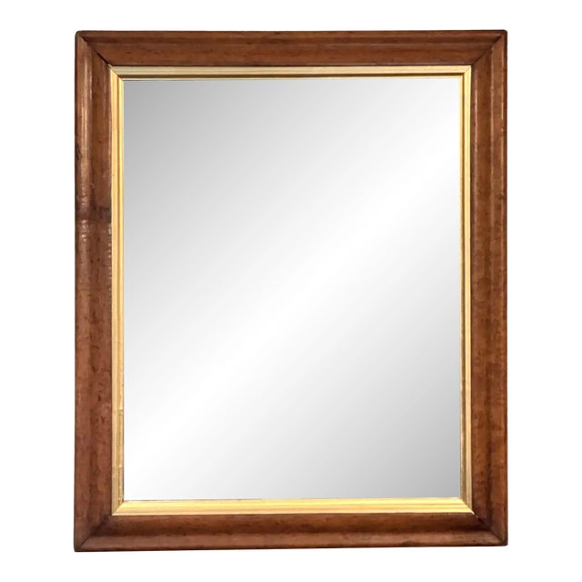 English Rectangular Mirror With Maple and Giltwood Frame (H 18 5/8 X W 15 1/2) For Sale