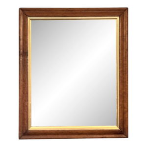 English Rectangular Mirror With Maple and Giltwood Frame (H 18 5/8 X W 15 1/2)