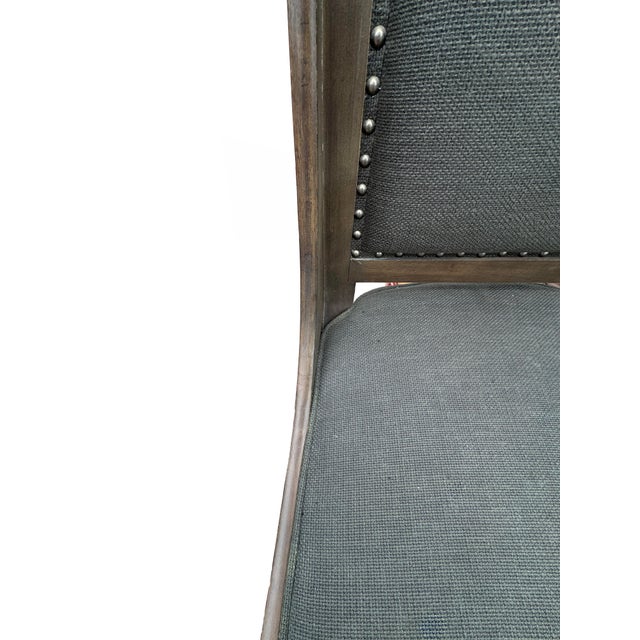 Bernhardt Set of Six Transitional Walnut Dining Chairs With Charcoal Upholstery For Sale - Image 10 of 14