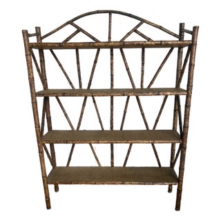 Vintage Scorched Bamboo 1900s Late Victorian Aesthetic Movement Tiger Bamboo & Grass Matt Chippendale Shelf For Sale