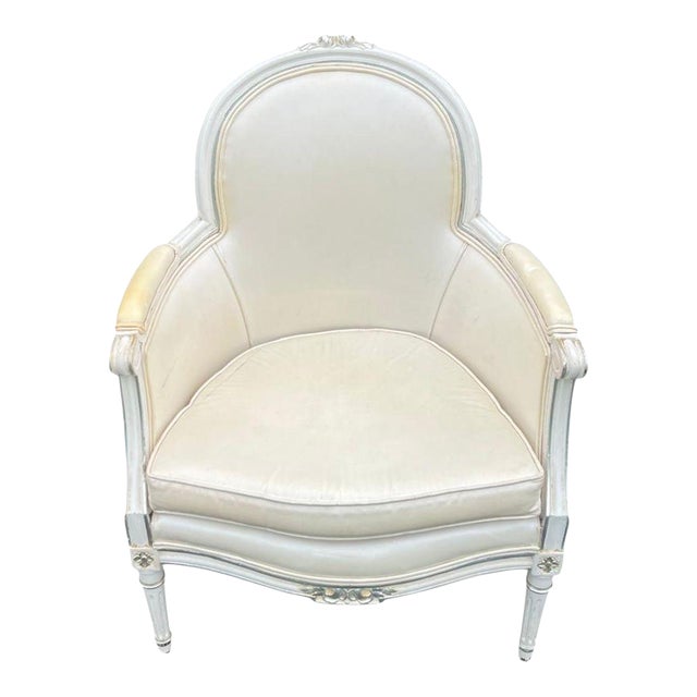 Vintage French Barrel Back Accent Chair For Sale