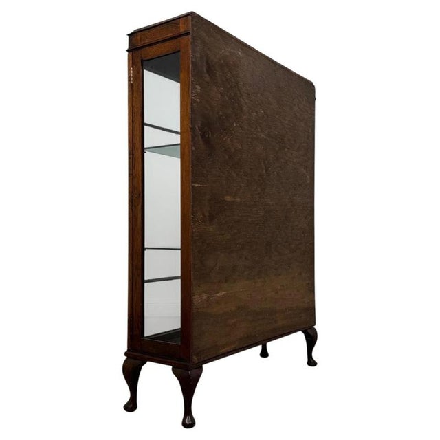 Antique English Oak Glazed Display Cabinet For Sale - Image 9 of 11