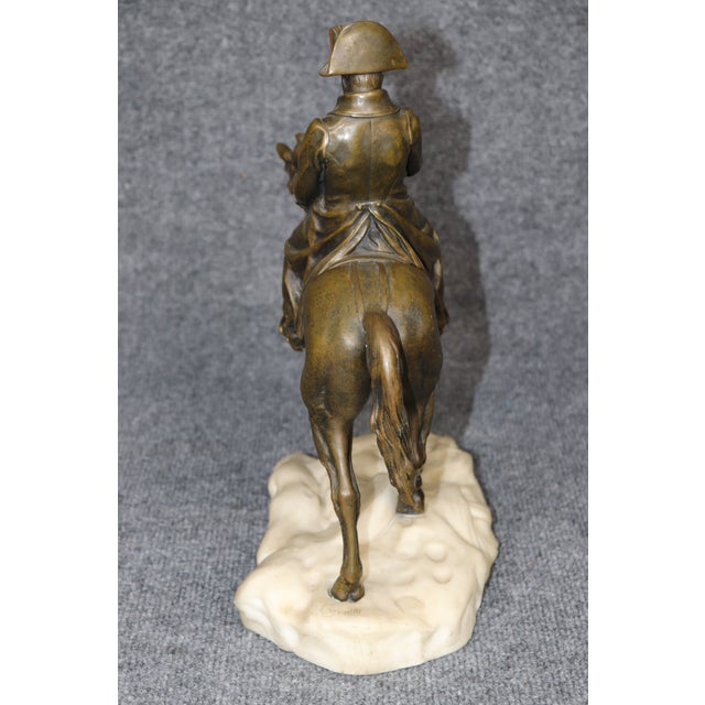 Antique French Bronze and Alabaster Sculpture Napolean on Horseback For Sale - Image 9 of 11