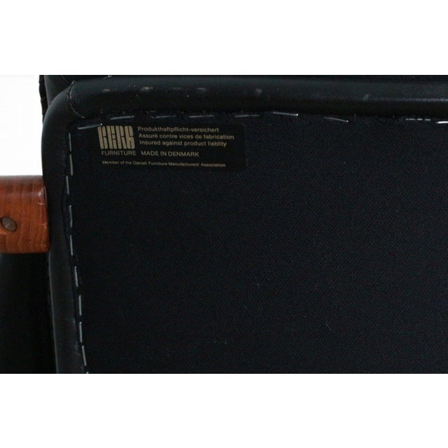 Brown Arne Wahl Iversen Highback Swivel Chair and Ottoman in Black Leather + Teak For Sale - Image 8 of 8