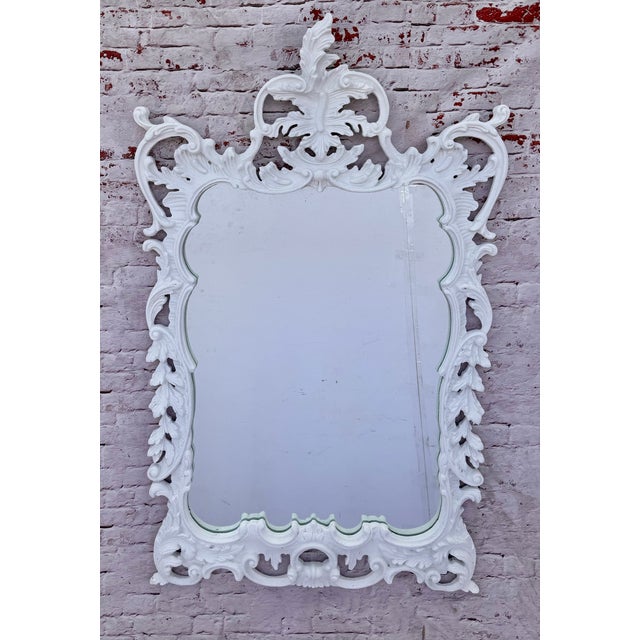 White George III Style Carved and Gesso Rococo Mirror For Sale - Image 8 of 11