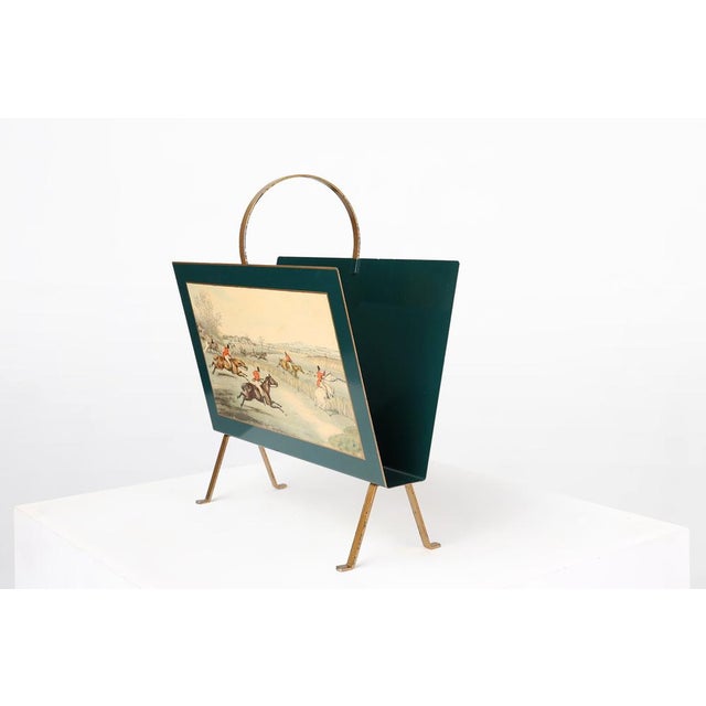 Hollywood Regency Magazine Rack with Painted Scene, France, 1950s For Sale - Image 6 of 14