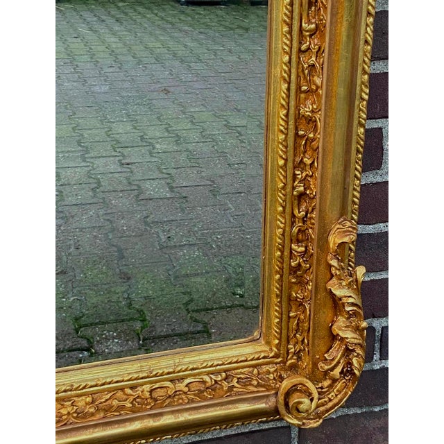 Gold 1980s French Louis XVI Gold Wood Floor Mirror For Sale - Image 8 of 11