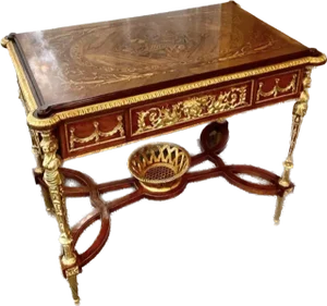 Mid 20th Century Louis XVI Style Centre Table in the Manner of Adam Weisweller, Brass Figures, Inlaid Wood