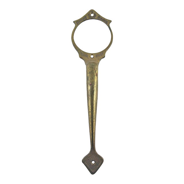 Mid 20th Century Traditional Solid Brass Door Pull Handle With Cylinder Lock Insert For Sale