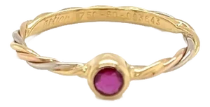 Cartier Trinity Ruby 18k Tricolor Gold Twisted Wire Band Ring - Size 5