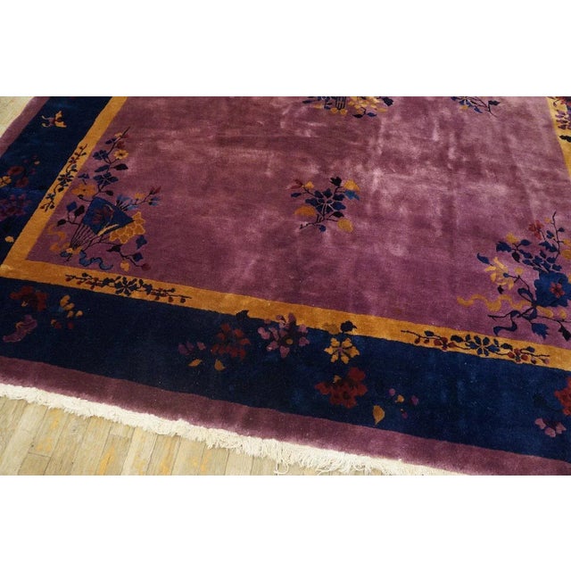 Burgundy 1920s Chinese Art Deco Carpet ( 8' x 9' 8'' - 245 x 295 cm ) For Sale - Image 8 of 12