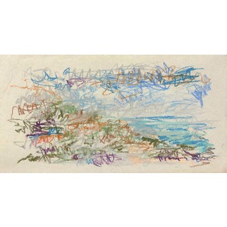 "Beach Day" Contemporary Abstract Seascape Pastel Drawing by Ben Junta For Sale