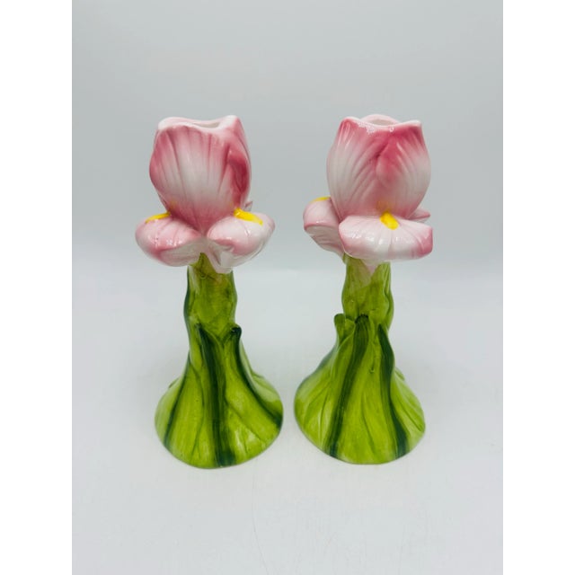 So lovely, these floral candle holders are elegant! Pink and green Italian