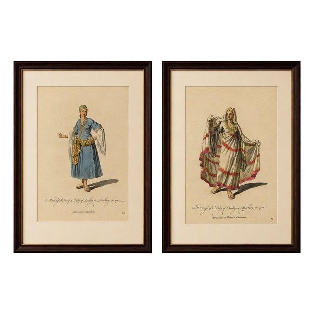 European School Artist, Barbary Ladies in Morning and Ceremonial Dress, 1749, Engravings, Set of 2 For Sale - Image 9 of 9