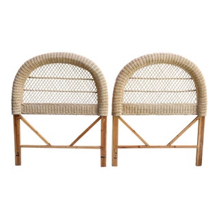 Vintage Twin Wicker Headboards - a Pair For Sale