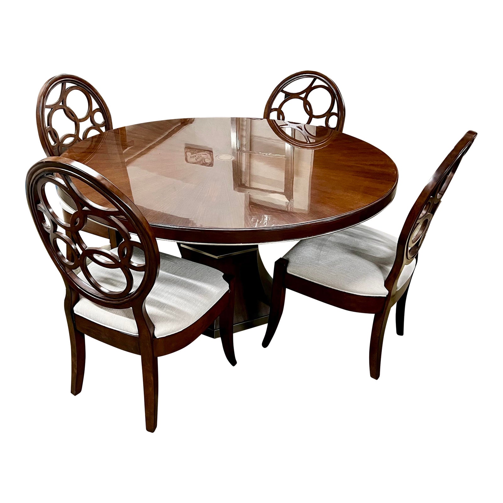 Baker Bill Sofield Great Jones Walnut & Copper Round Dining Table Chair