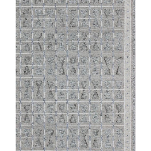 Large Modern Scandinavian Flat Weave Rug /Swedish Design Flat-Weave Rug. Geometric Scandinavian/Swedish Flat-Weave Modern...