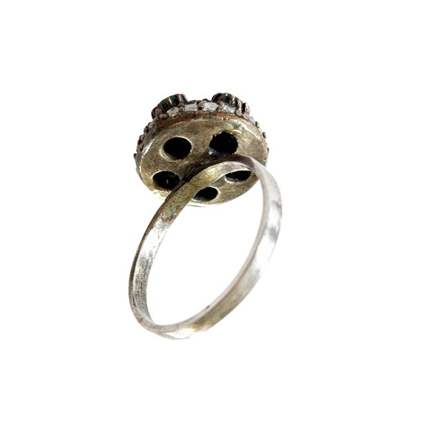 Vintage Natural Ruby, Emerald & Diamond Ring - 925 Sterling Silver Size 7 Jaipur For Sale - Image 10 of 10