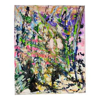 Vintage Abstract Painting on Canvas For Sale