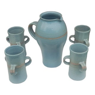 Ceramic Pitcher and Mugs from Tony Gant, Set of 5 For Sale