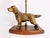 Fun and fabulous mid century desk lamp featuring a cast metal three dimensional golden retriever dog standing in profile...