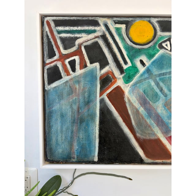 Blue 1950s Abstract Landscape "Haystacks in Moonlight" For Sale - Image 8 of 8