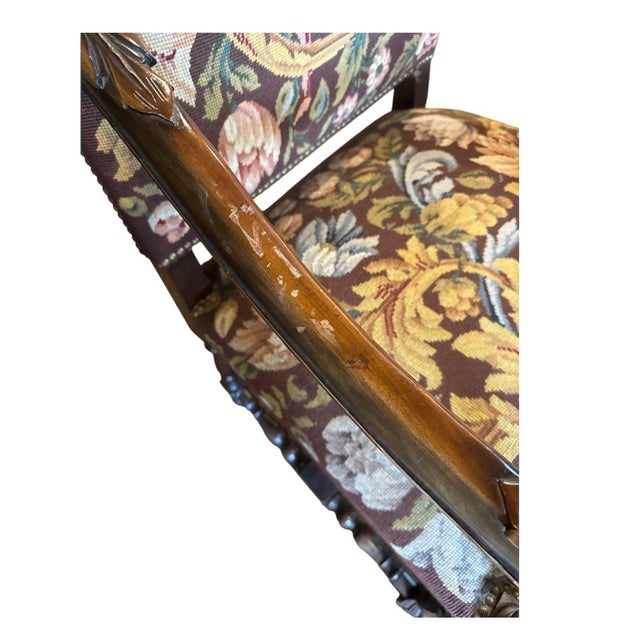 Circa 1880 Continental Arm Chair With Tapestry For Sale - Image 6 of 9