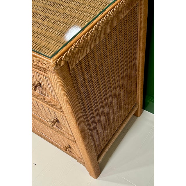 1970s Henry Link for Lexington Woven Rattan & Wicker Triple Dresser For Sale In West Palm - Image 6 of 11