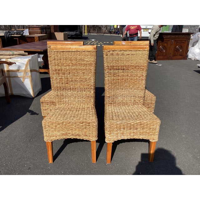1980s Set of 4 French Vintage Banana Leaf Dining Chairs For Sale - Image 5 of 7