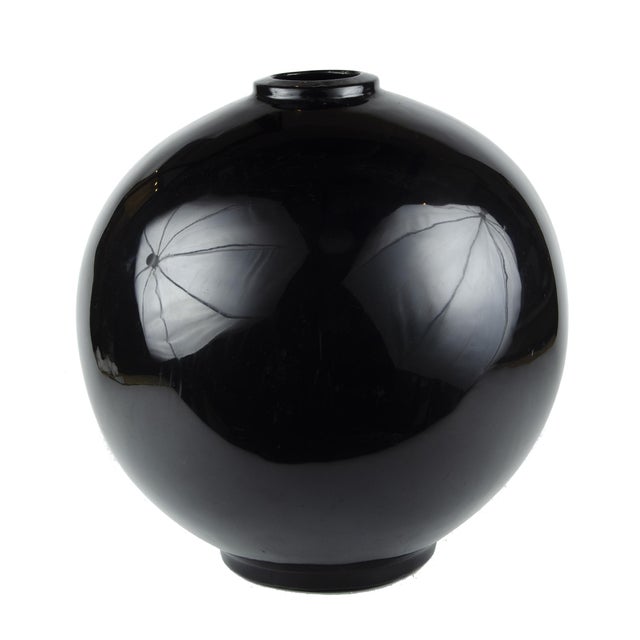 Early 20th Century Art Déco Enameled Ceramic Bulbous Decorative Vase With Vegetal and Geometric Motifs, France For Sale - Image 4 of 9