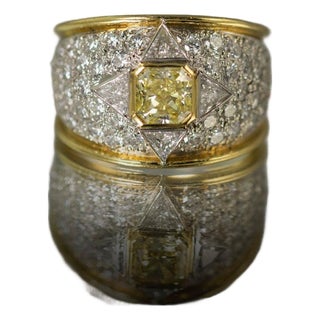 Late 20th Century Keith Davis Yellow Diamond Ring, Size 7.25 For Sale