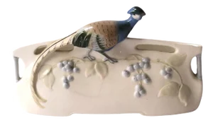 Peacock or Pheasant Bird Desk Letter Mail Holder