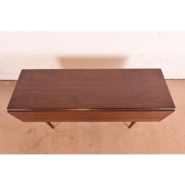 Jack Cartwright for Founders Mid-Century Modern Walnut Drop-Leaf Harvest Dining Table, Newly Refinished For Sale - Image 10 of 14