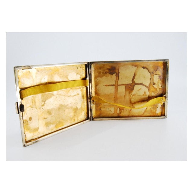 Plain Silver Cigarette Case with Gold Interior and Hinged Lid For Sale - Image 10 of 11